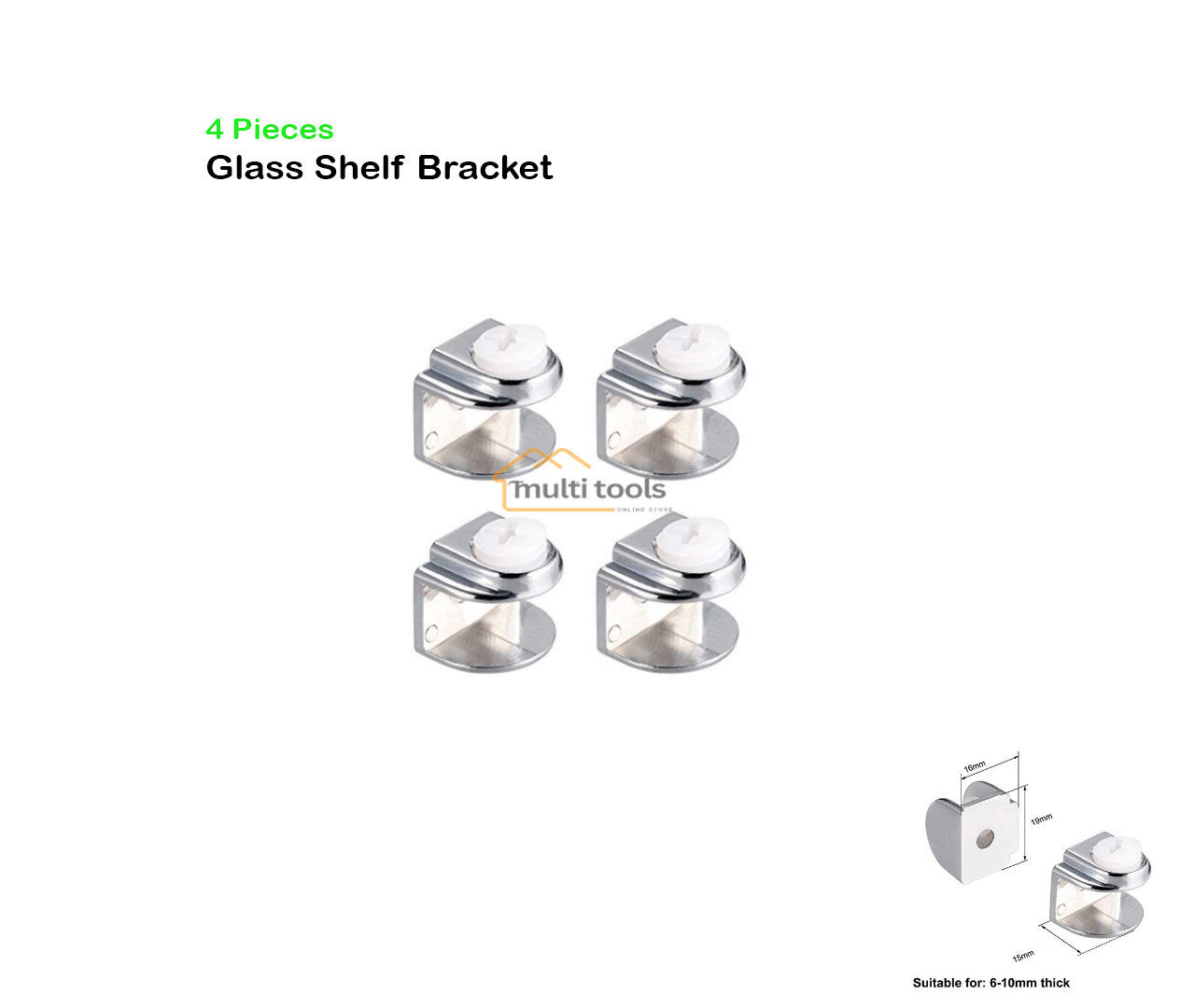 4 pieces Glass Shelf Bracket 